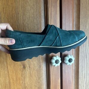 Clarks Women's Dark Green Suede Loafers